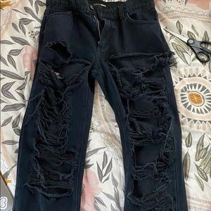 Distressed mom jeans